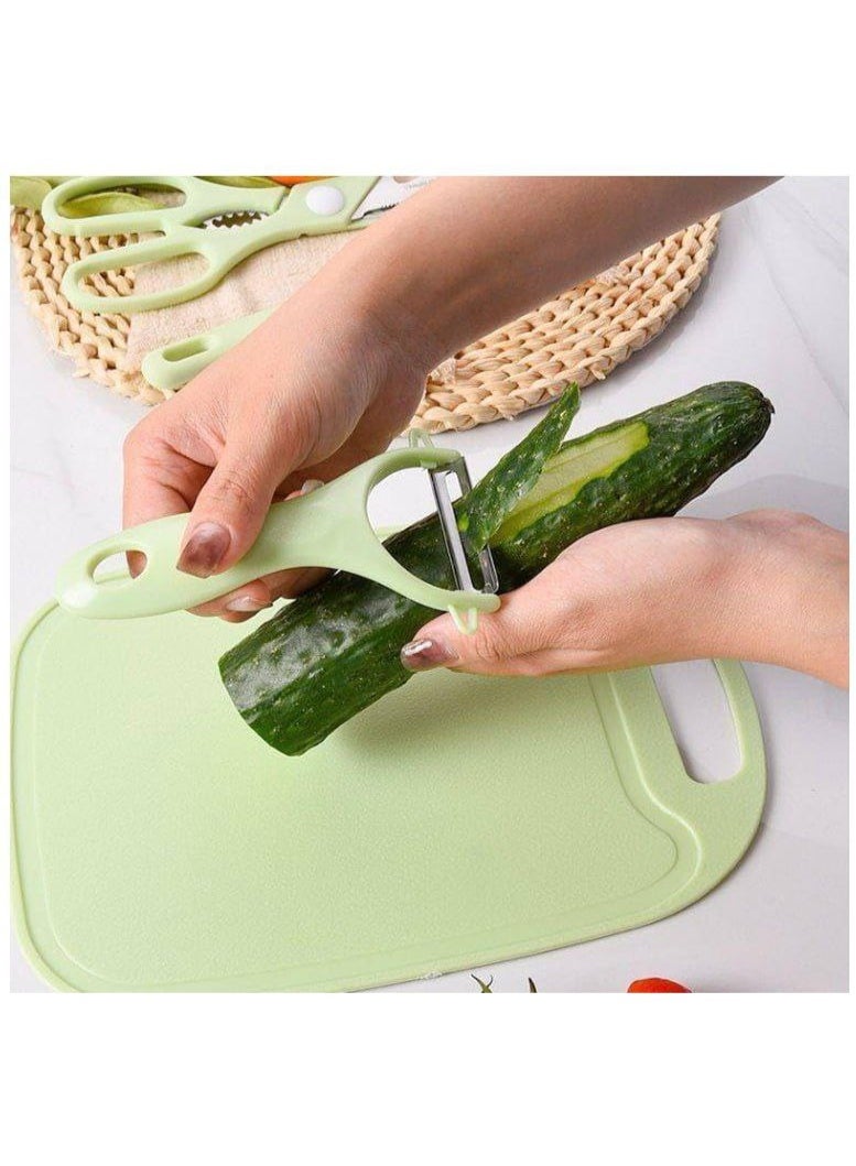 Chopping and slicing tool set with knife, scissors, and peeler. Lightweight and portable travel and camping essentials. Multifunctional kitchen tool set, slicing and peeling tool set with case, 4 pieces. - Image 3